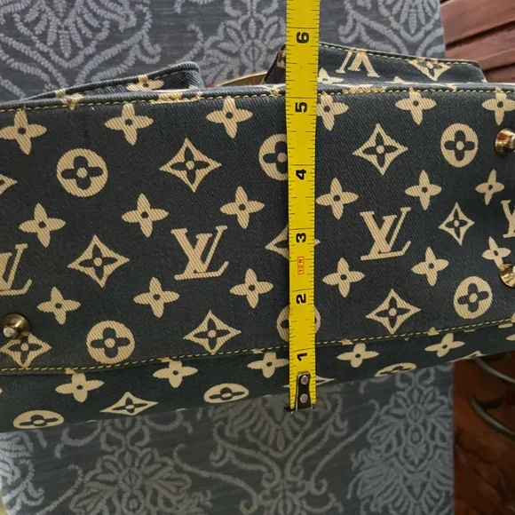 Iconic Monogram sturdy denim Canvas Shoulder Bag - Navy-Red-White gold hardware - Picture 9 of 16